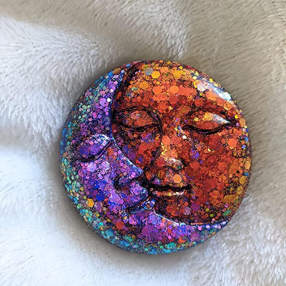 Hedume 3 Moldes de Jabón de Silicona Sol y Luna 4 Cavidades