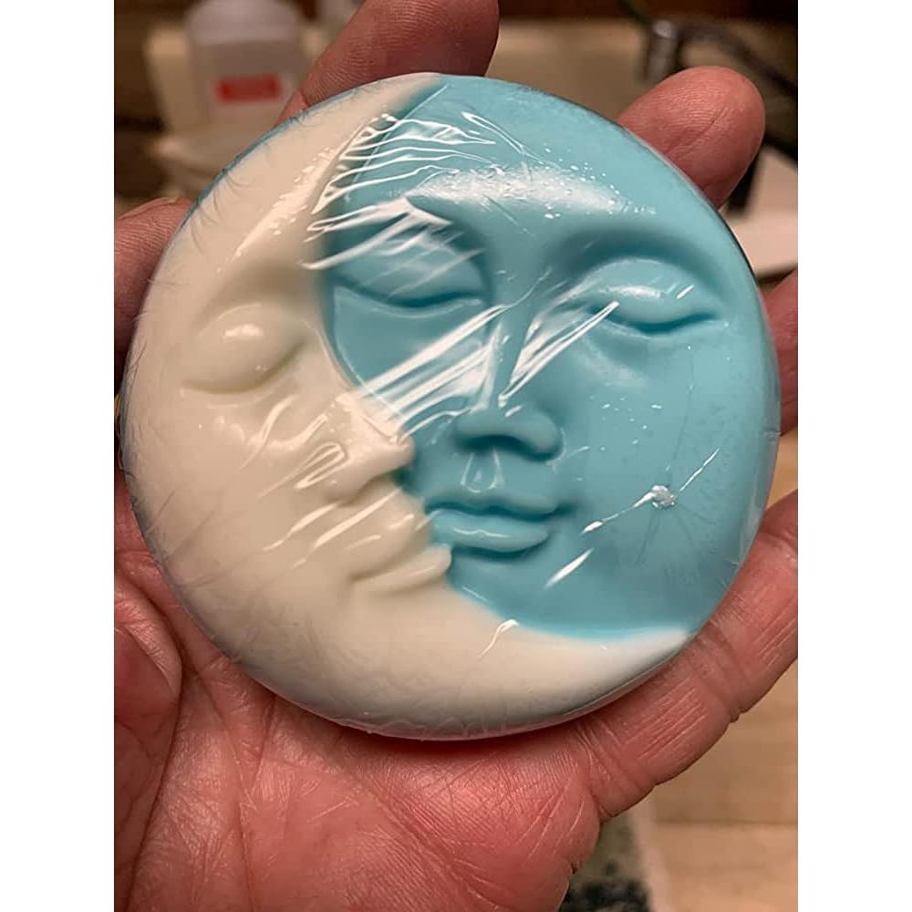 Hedume 3 Moldes de Jabón de Silicona Sol y Luna 4 Cavidades