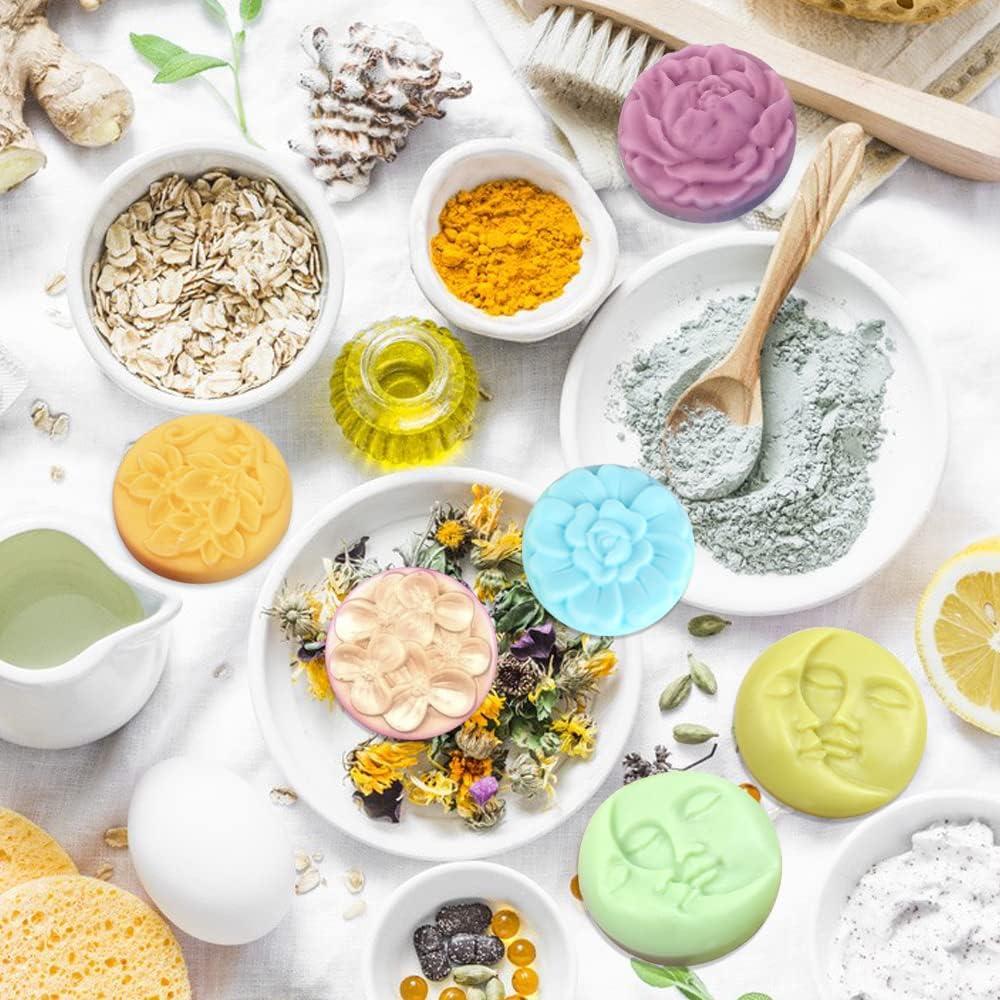 Moldes de Jabón de Silicona SENHAI 2 Piezas Sol y Luna Flores