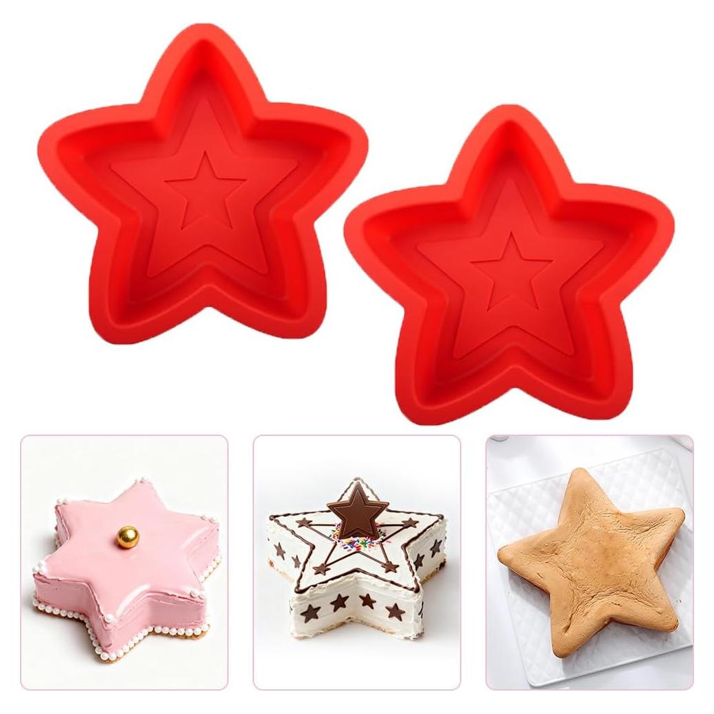 Moldes de Silicona para Pasteles Estrella Velicber 20.32 cm Rojo