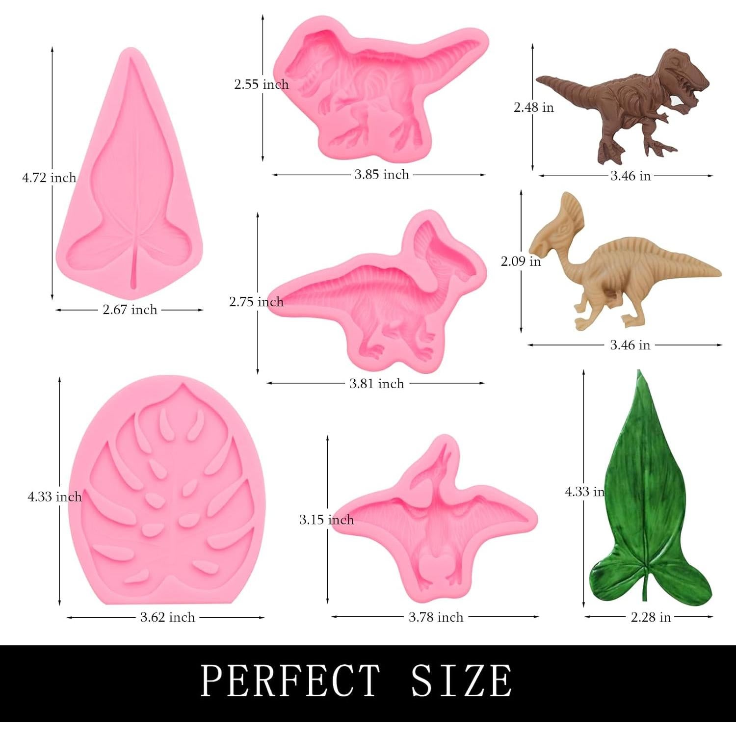 Molde de Silicona Fondant Dinosaurio Muyulin - 5 Piezas