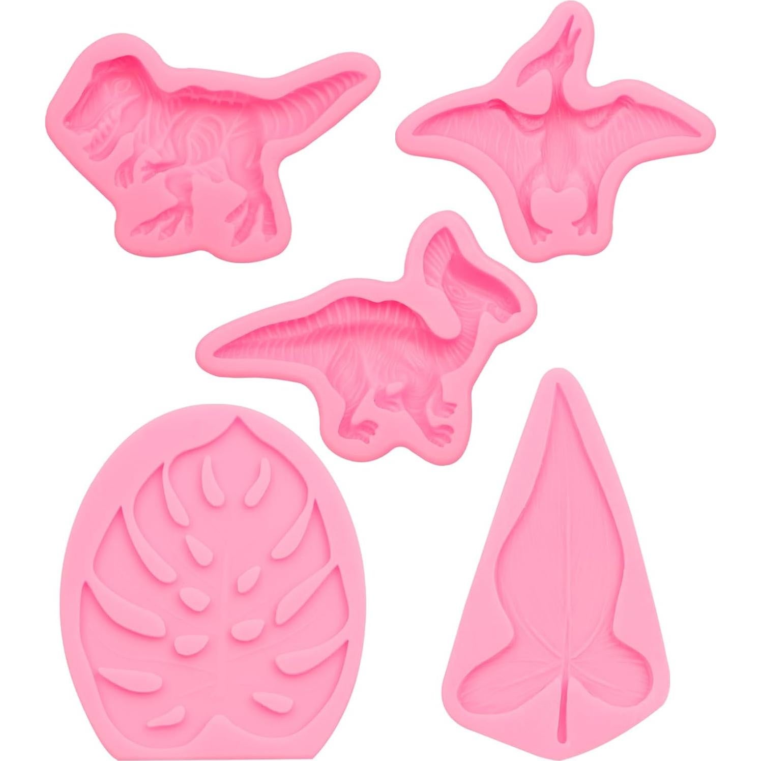 Molde de Silicona Fondant Dinosaurio Muyulin - 5 Piezas