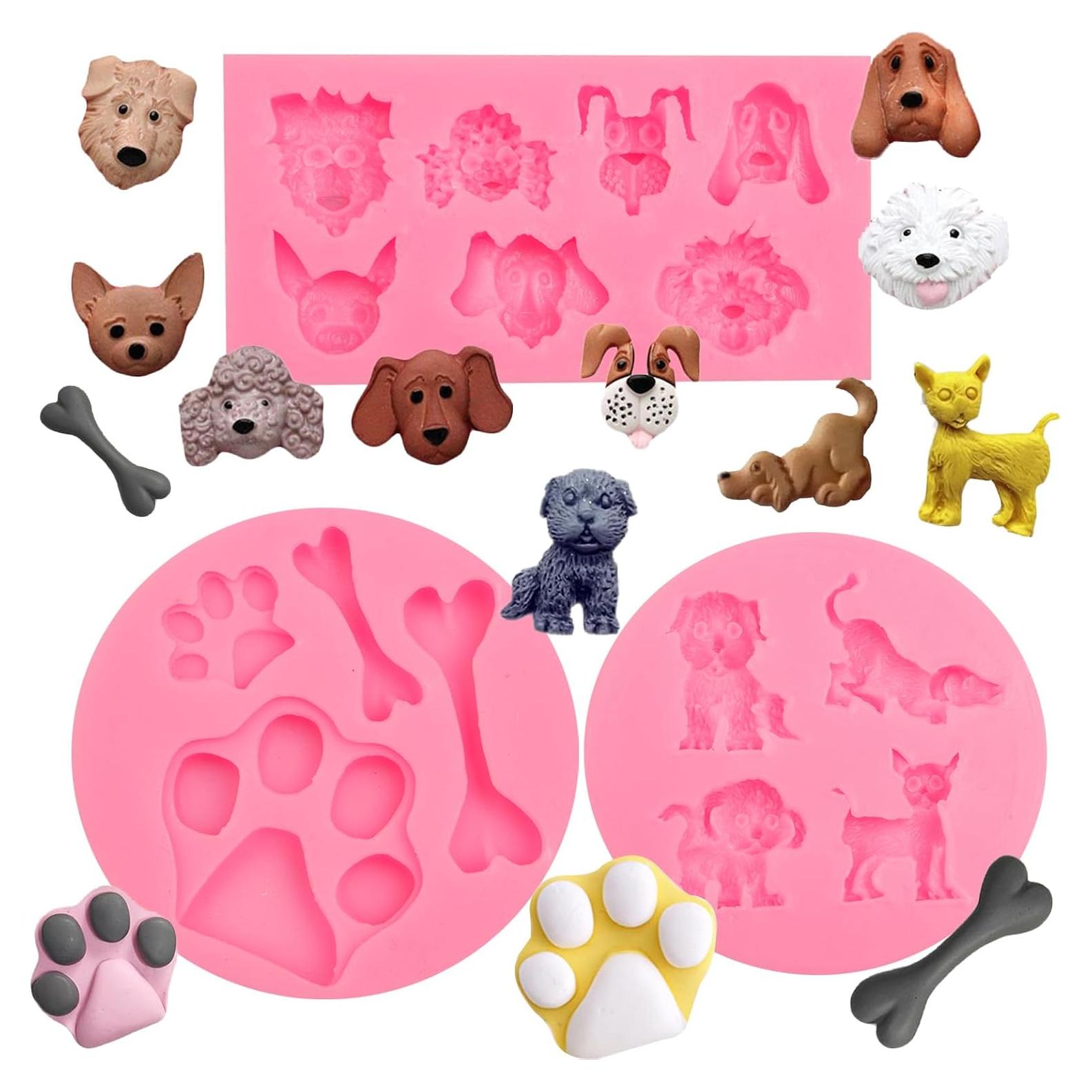 Juego de Moldes de Silicona YN para Hornear - 3 Piezas de Perros