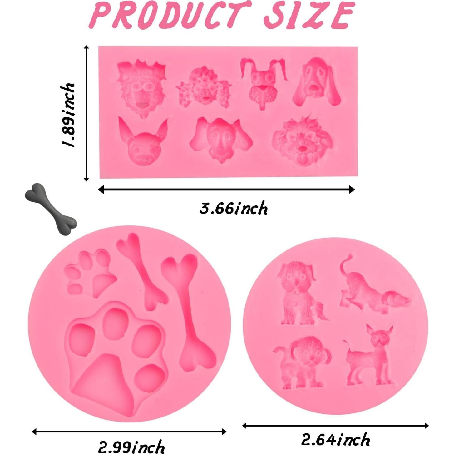 Juego de Moldes de Silicona YN para Hornear - 3 Piezas de Perros