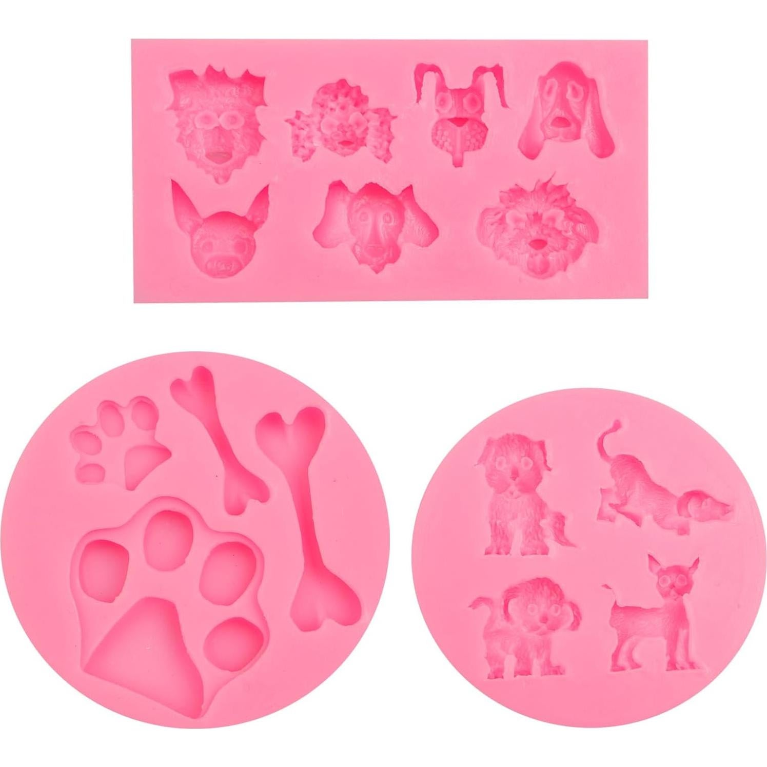 Juego de Moldes de Silicona YN para Hornear - 3 Piezas de Perros