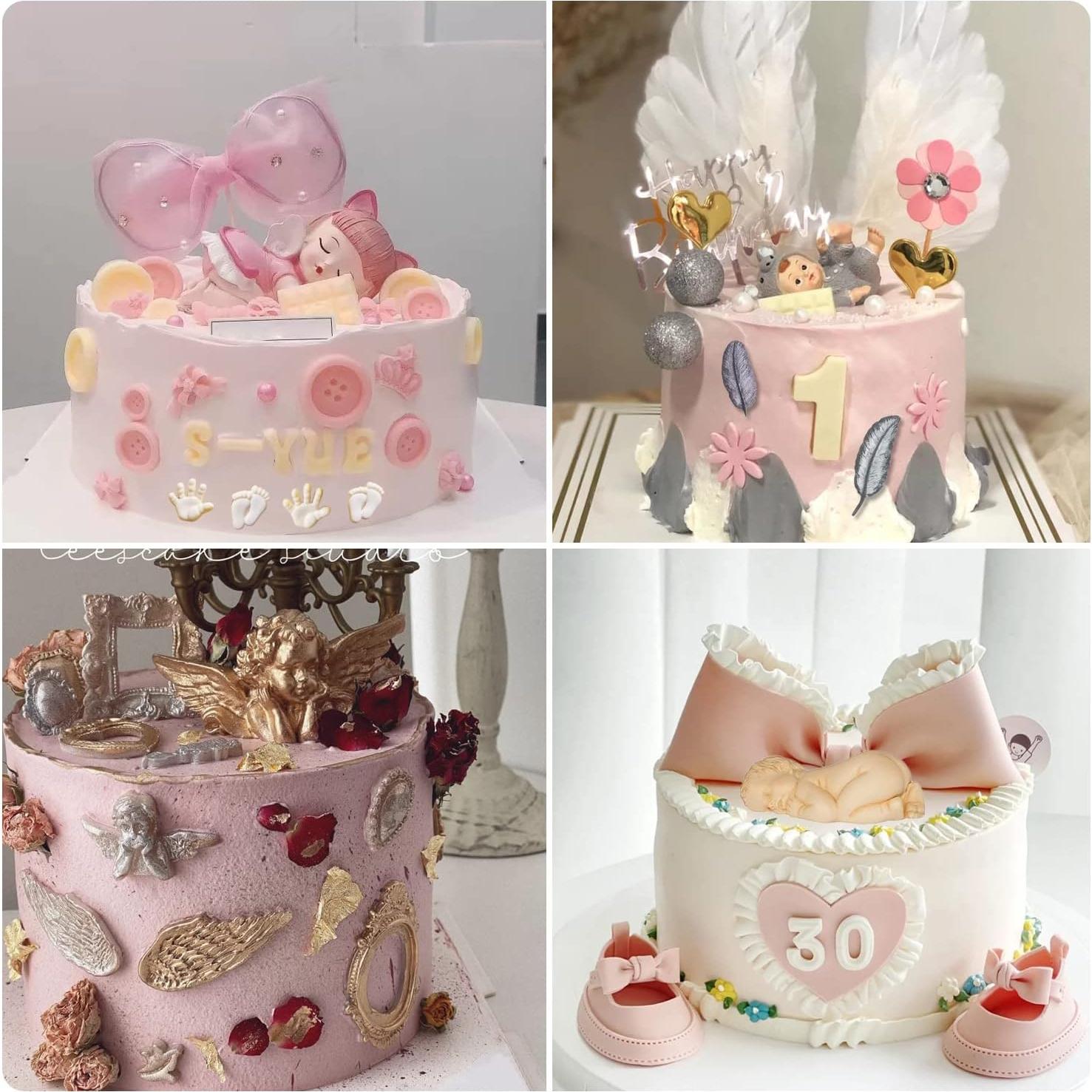 Angel Wings Silicone Mold Baby Hand Foot Fondant Molds Feather Candy Molds For Baby Shower Cake Decorating Cupcake Topper Chocolate Gum Paste Polymer Clay Set Of 3