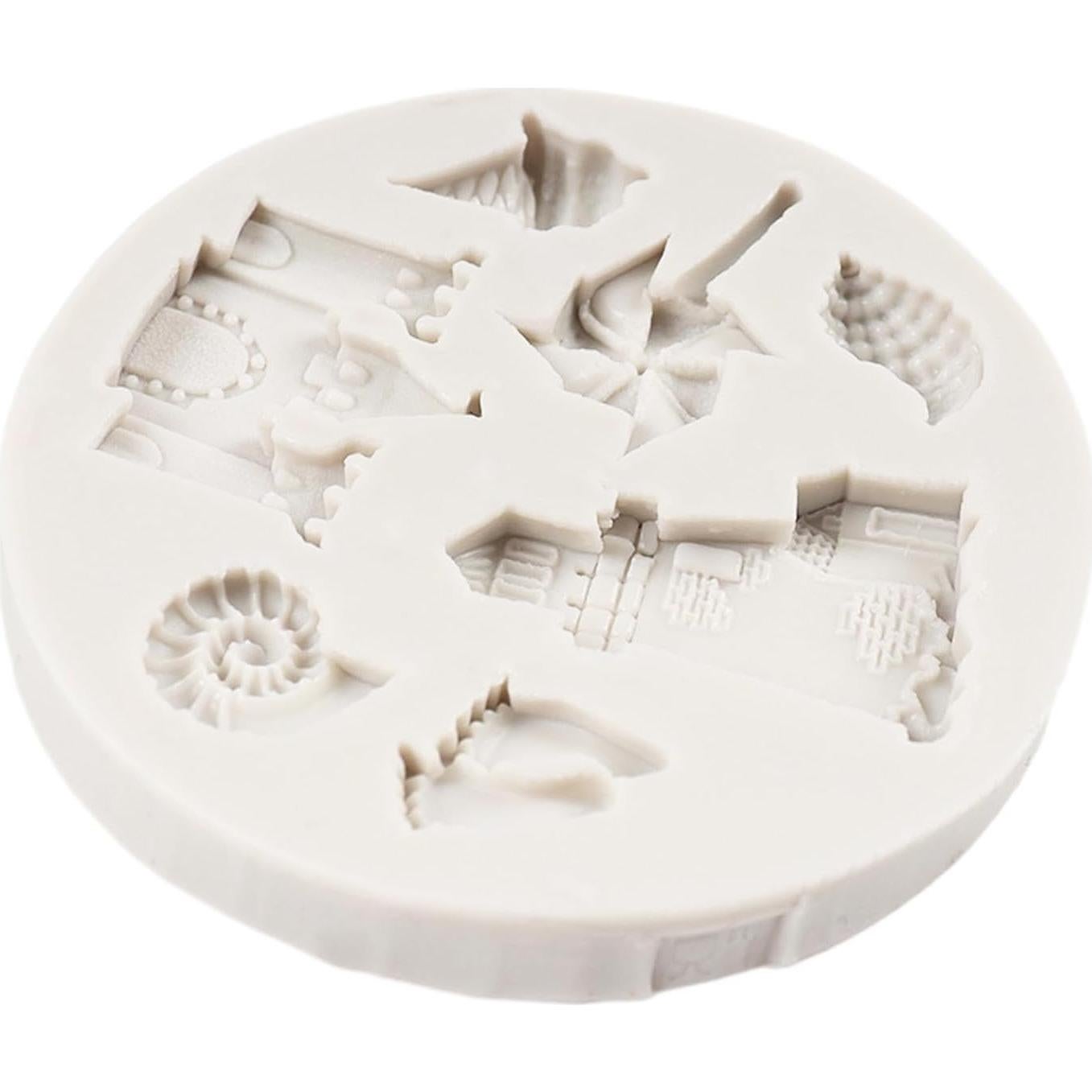 Castle Silicone Fondant Mold Windmill Conch Baby Foot Ice Cream Molds for Baby Birthday Cake Decoration Cupcake Topper Candy Chocolate Sugar Craft Polymer Clay Gum Paste