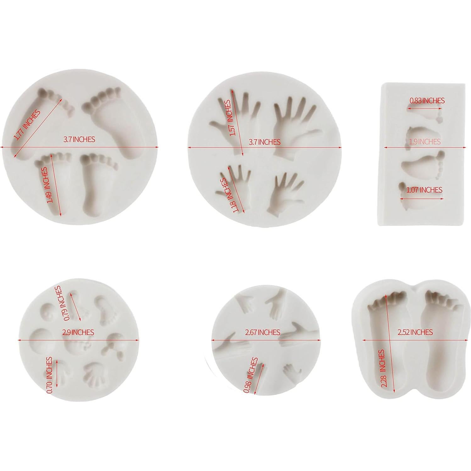 6 Moldes de Silicona para Fondant Xidmold - Decoración Pasteles Baby Shower