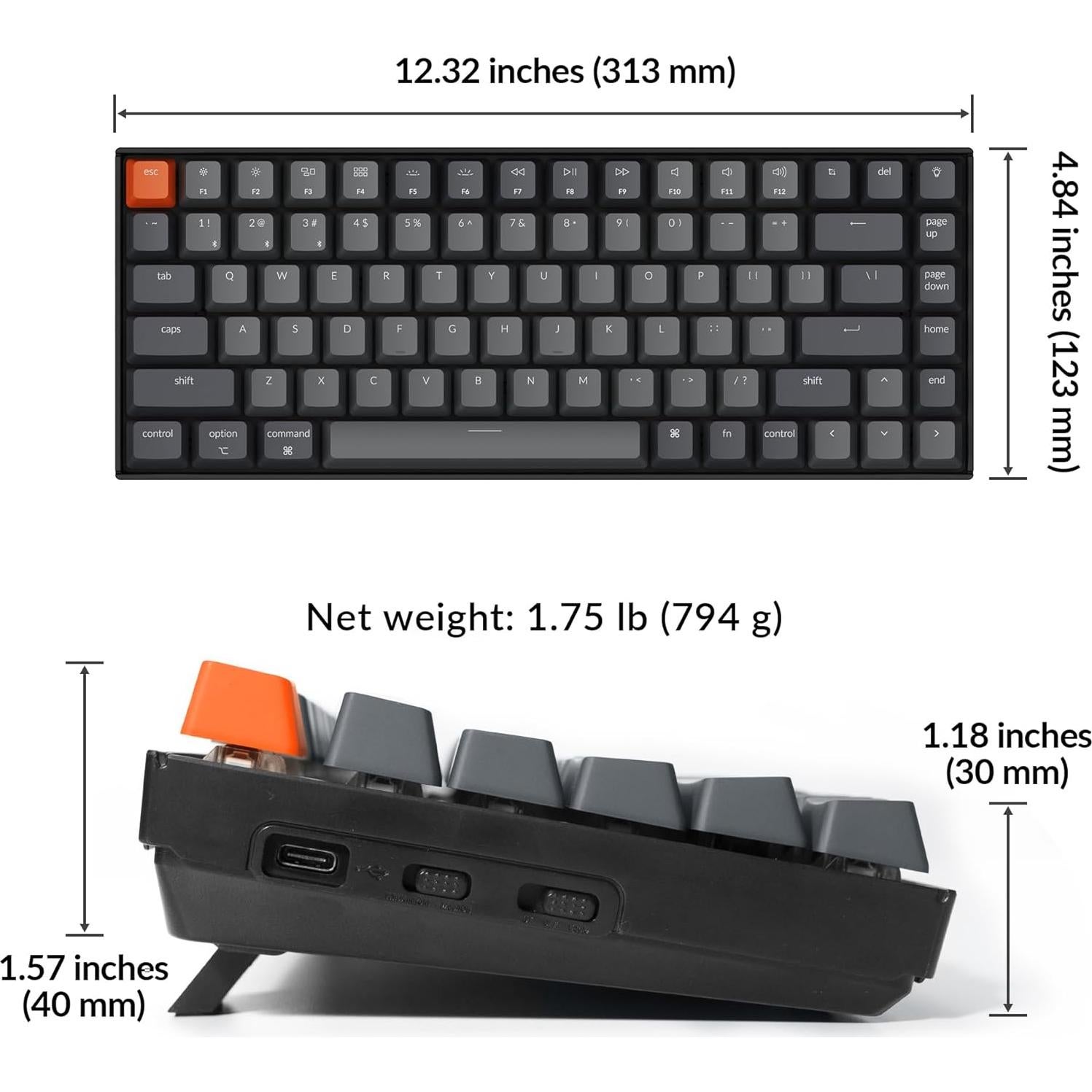 Teclado Mecánico Inalámbrico Keychron K2 75% Bluetooth LED