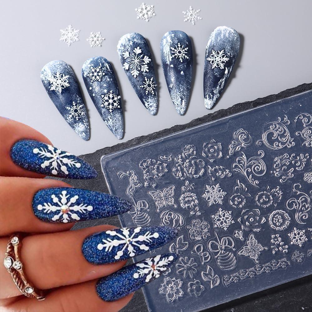 Molde de Silicona para Uñas de Navidad Jaliya - Copos, Campanas