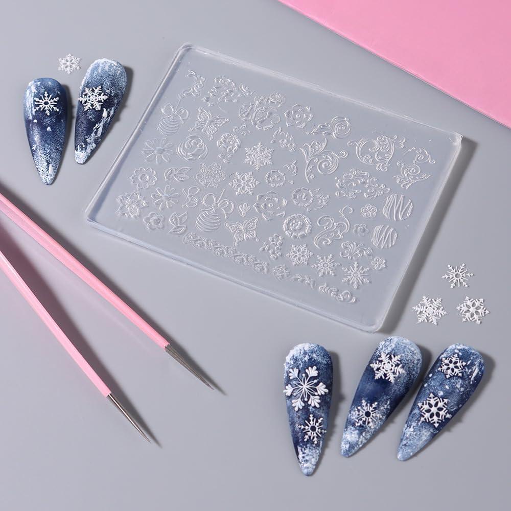 Molde de Silicona para Uñas de Navidad Jaliya - Copos, Campanas