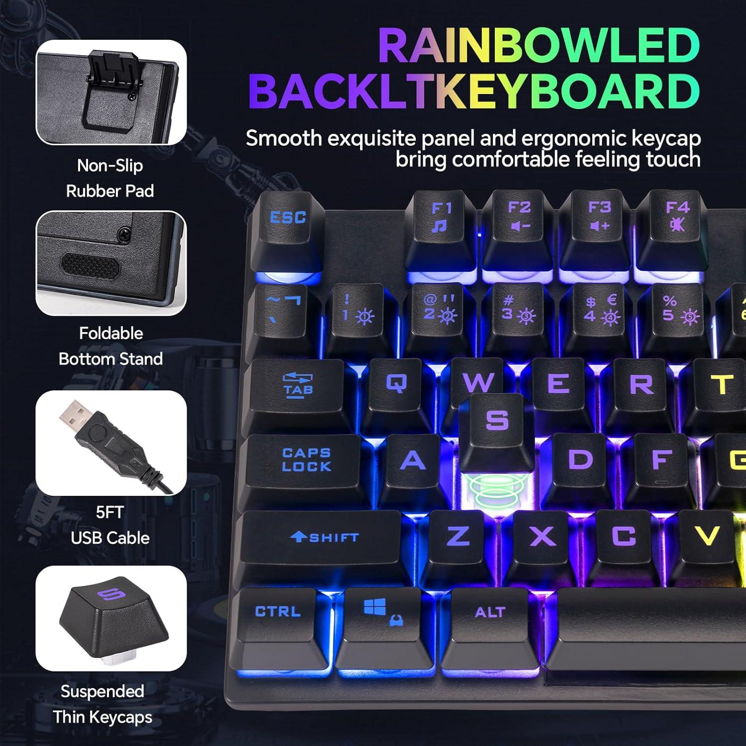 Combo Teclado Gaming CHONCHOW RGB + Ratón + Auriculares