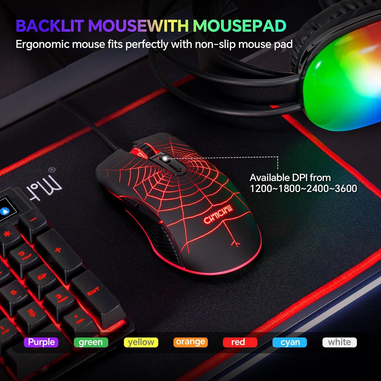 Combo Teclado Gaming CHONCHOW RGB + Ratón + Auriculares