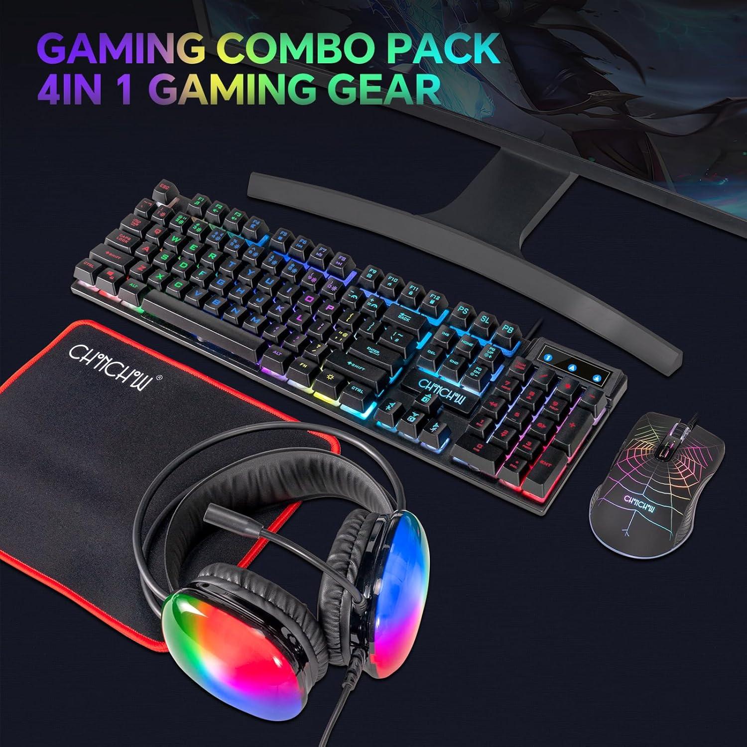 Combo Teclado Gaming CHONCHOW RGB + Ratón + Auriculares