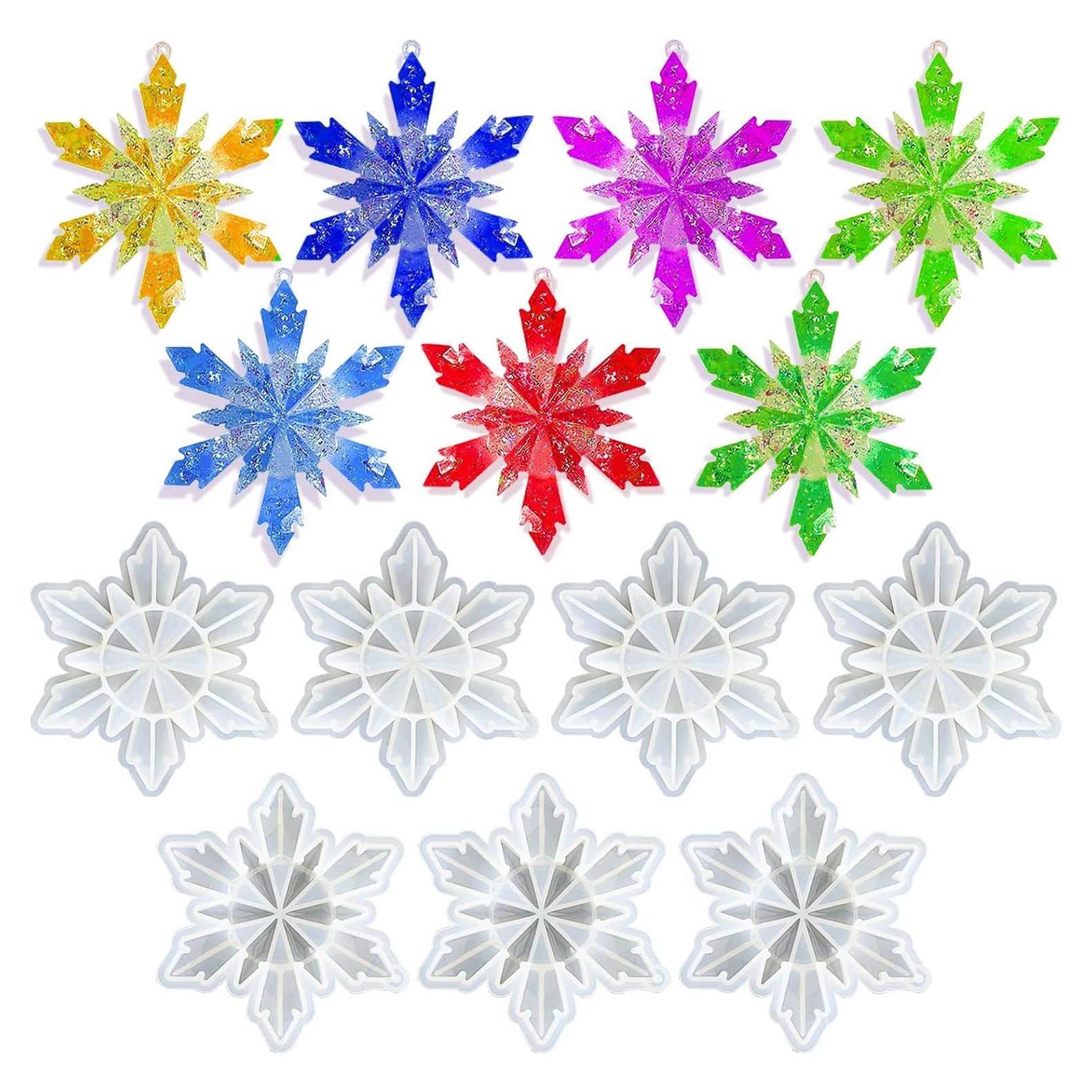 Moldes de Resina de Copo de Nieve FEBSNOW - 7 Pcs 3D