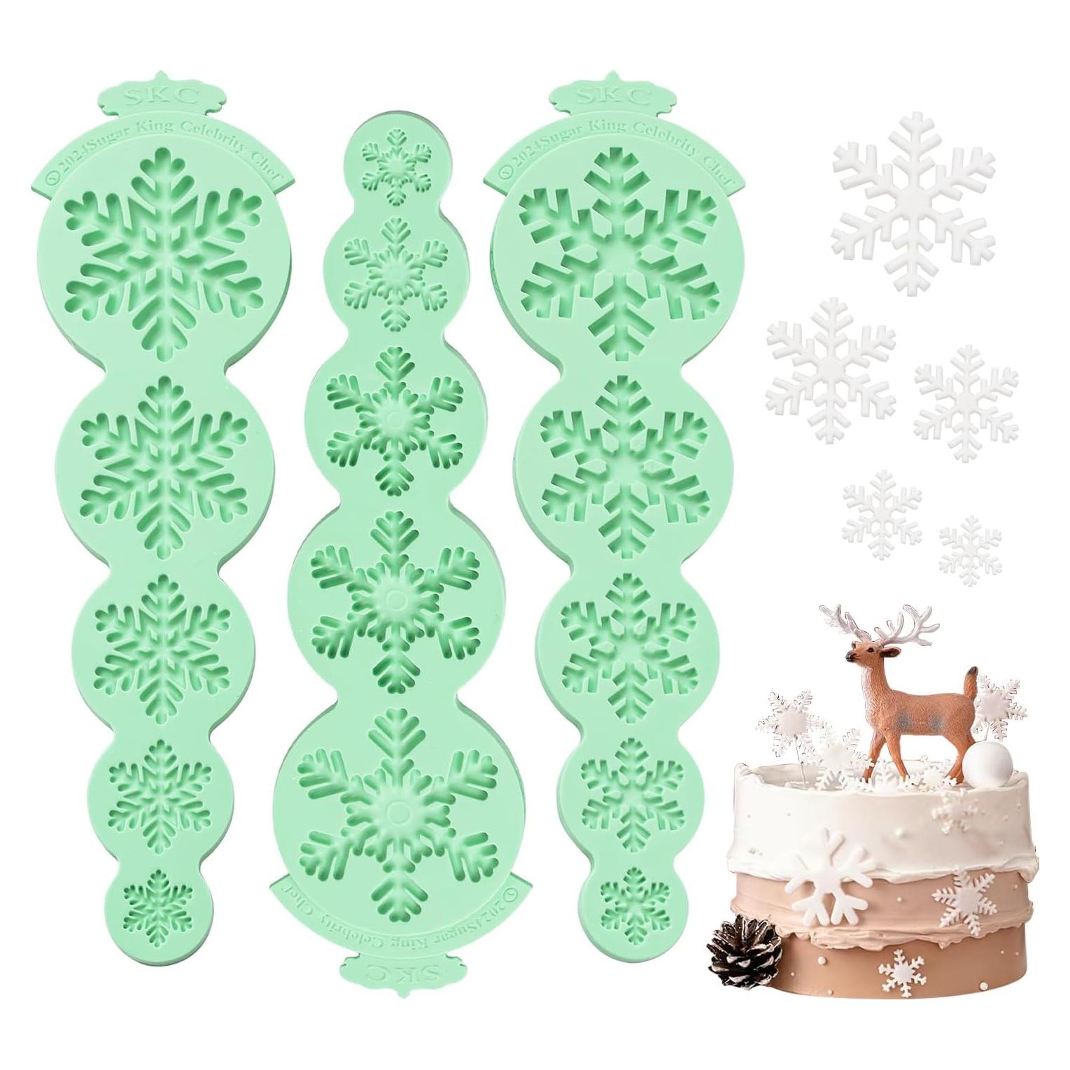 Moldes de Silicona KALAIEN Copo de Nieve 3 Pcs Grado Alimenticio