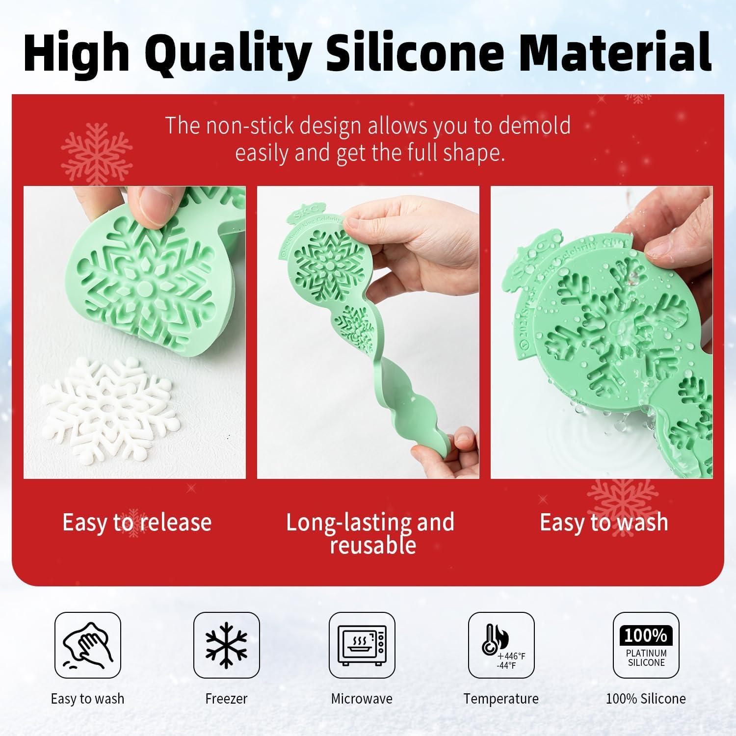 Moldes de Silicona KALAIEN Copo de Nieve 3 Pcs Grado Alimenticio