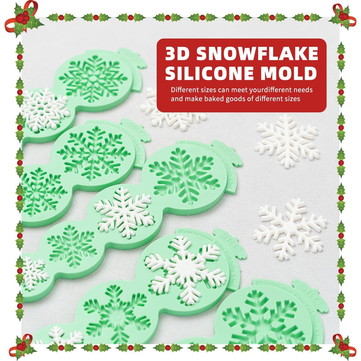 Moldes de Silicona KALAIEN Copo de Nieve 3 Pcs Grado Alimenticio