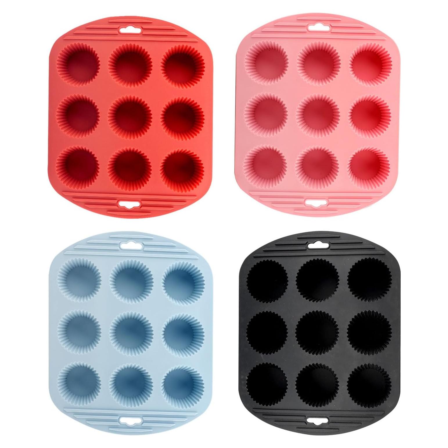 Moldes de Silicona para Muffins Velicber - 4 Piezas Antiadhesivos