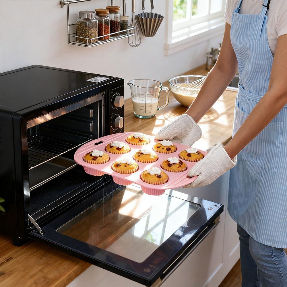 Moldes de Silicona para Muffins Velicber - 4 Piezas Antiadhesivos