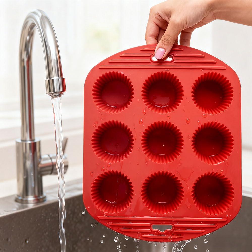 Moldes de Silicona para Muffins Velicber - 4 Piezas Antiadhesivos