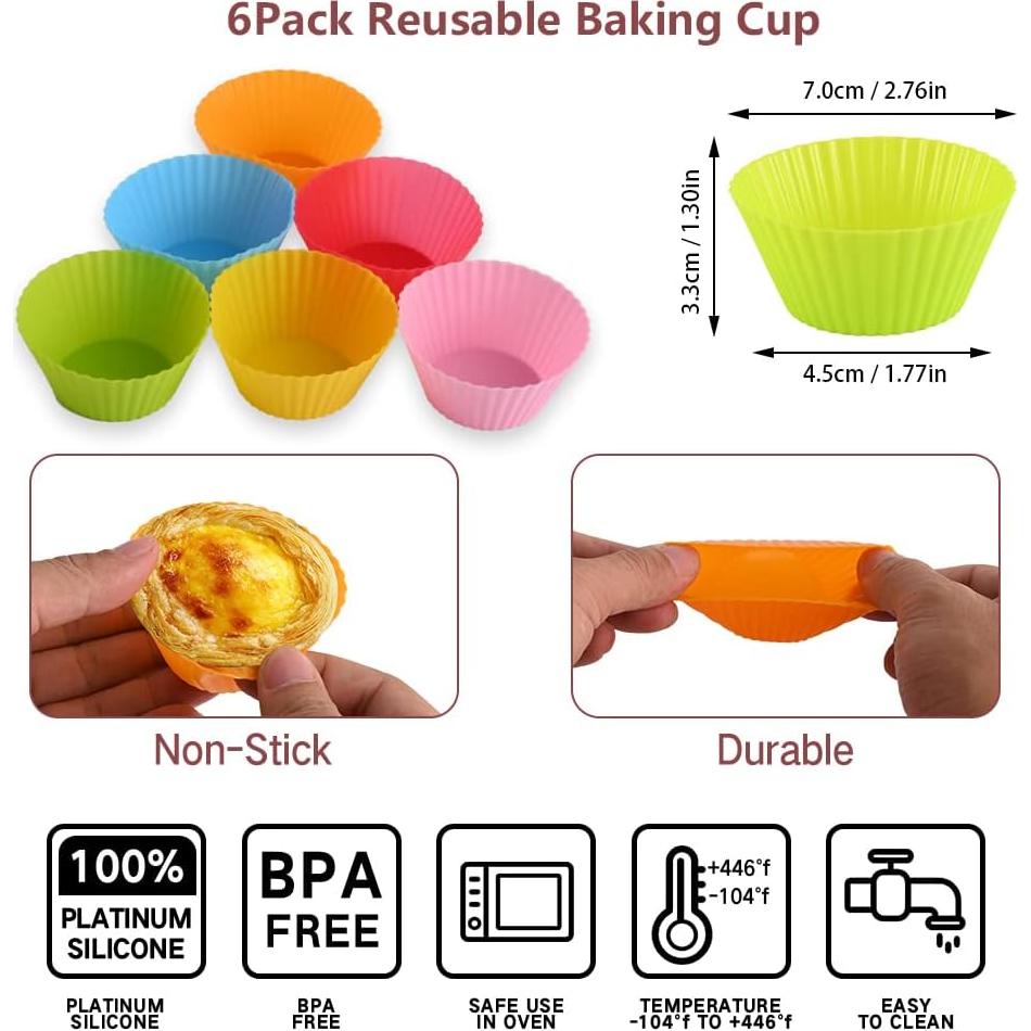 Sartén de Silicona Abnaok para Freidora de Aire 9" + 6 Tazas