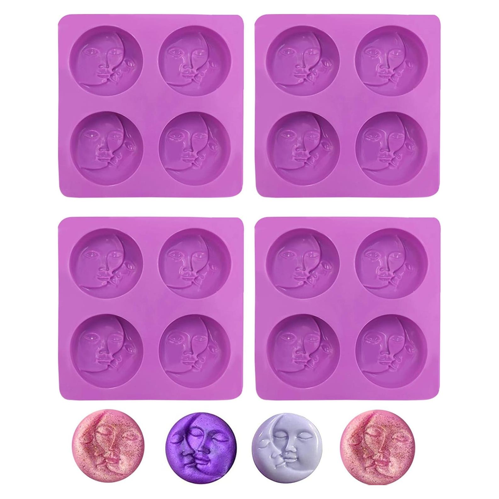 Moldes de Jabón de Silicona DD-life Sol y Luna 4 Cavidades