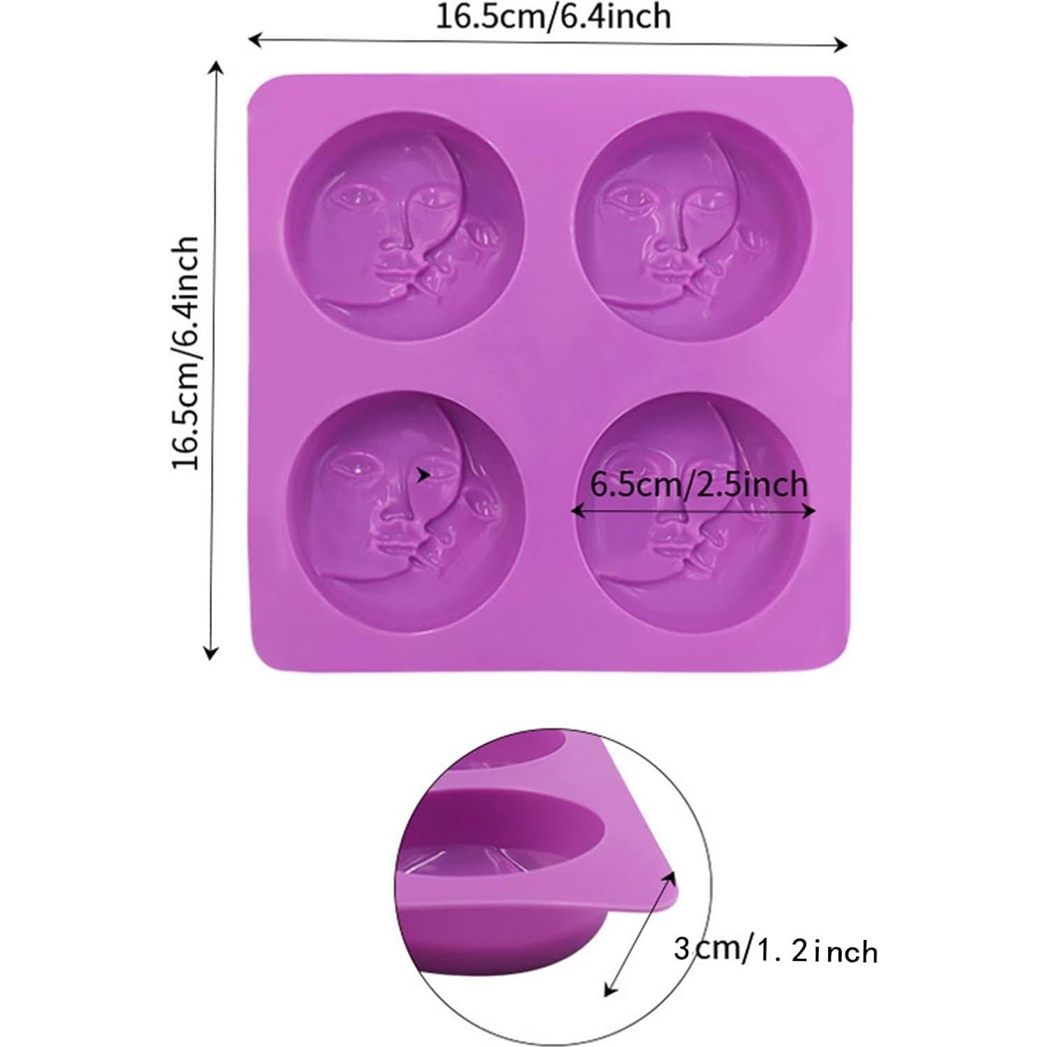 Moldes de Jabón de Silicona DD-life Sol y Luna 4 Cavidades