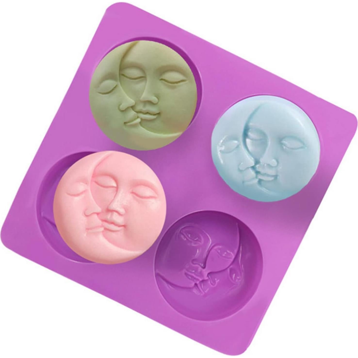 Moldes de Jabón de Silicona DD-life Sol y Luna 4 Cavidades