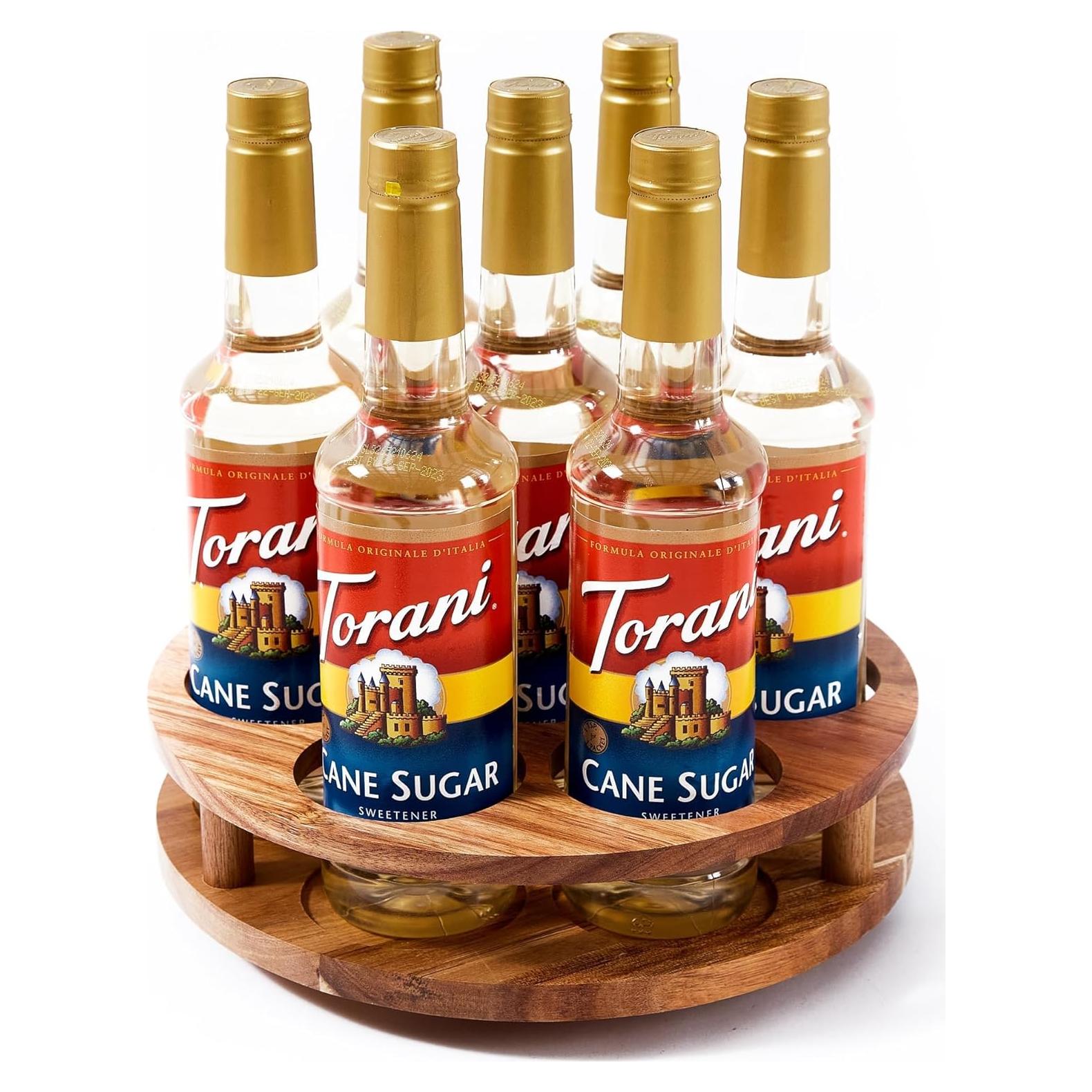 Organizador giratorio de jarabe GOVOKOI para 7 botellas de madera