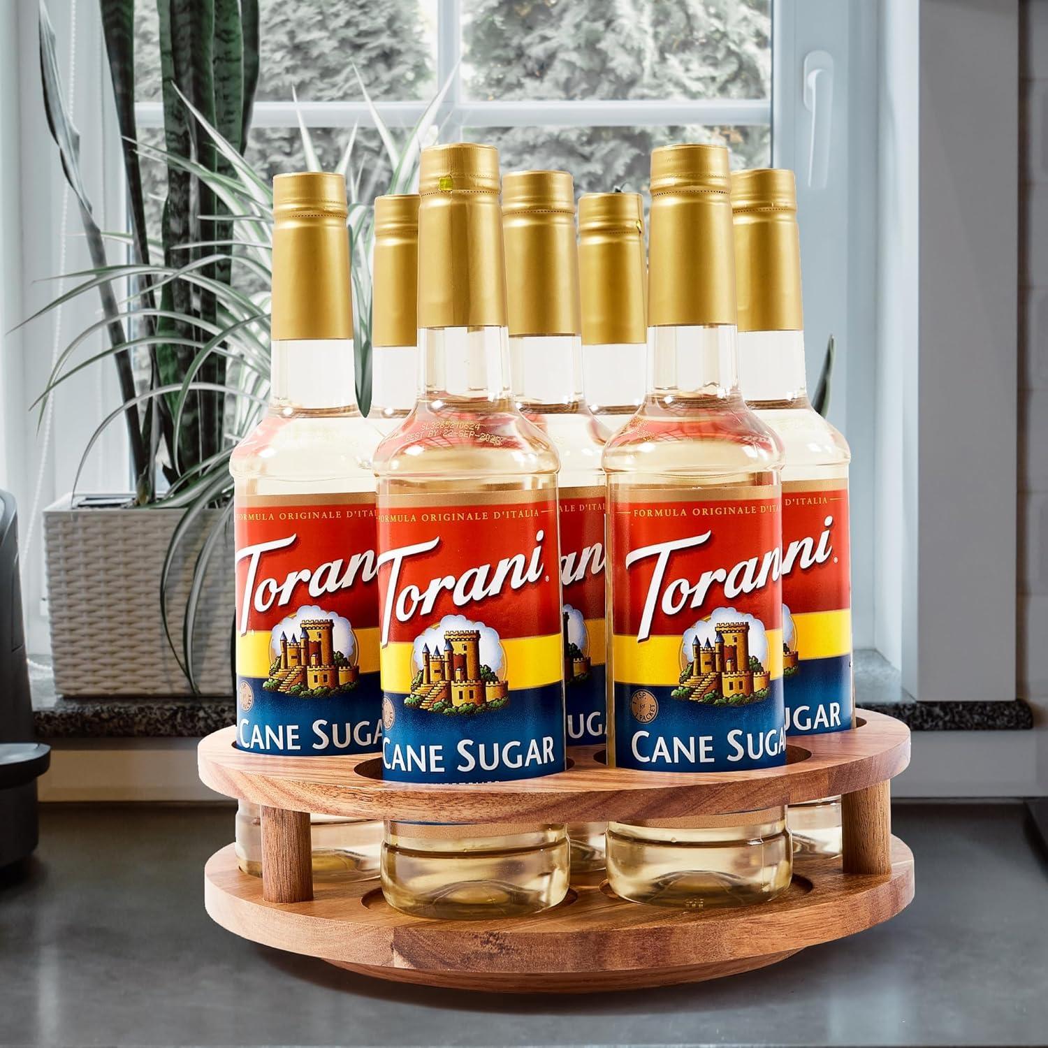 Organizador giratorio de jarabe GOVOKOI para 7 botellas de madera