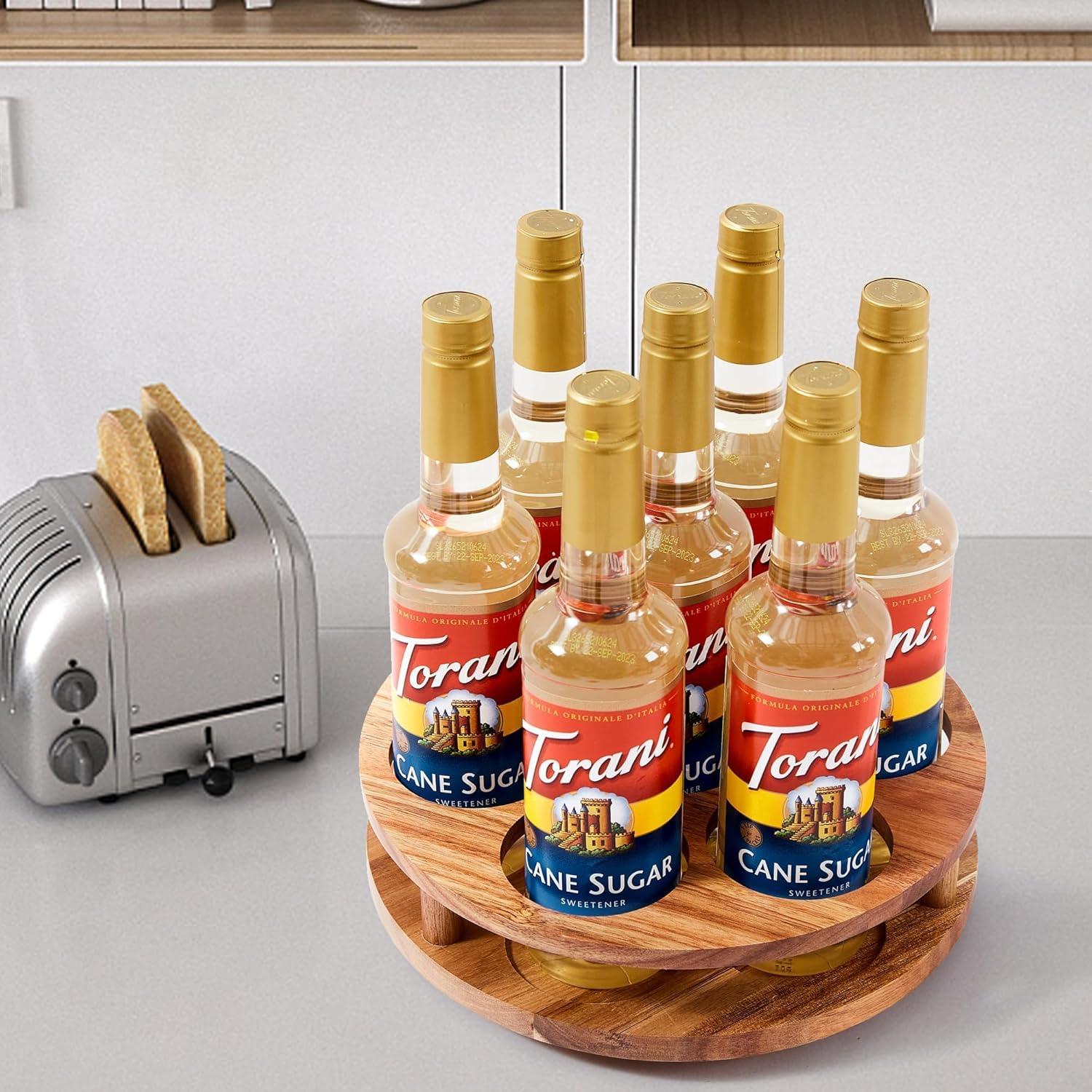 Organizador giratorio de jarabe GOVOKOI para 7 botellas de madera