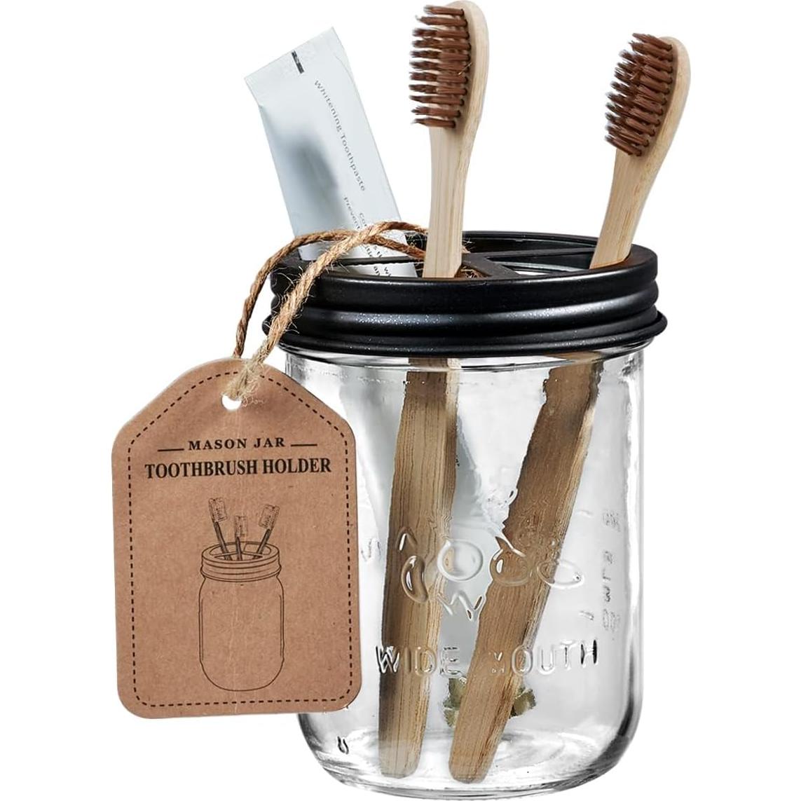 Soporte para Cepillos de Dientes SheeChung Negro Vidrio 3 Compartimentos