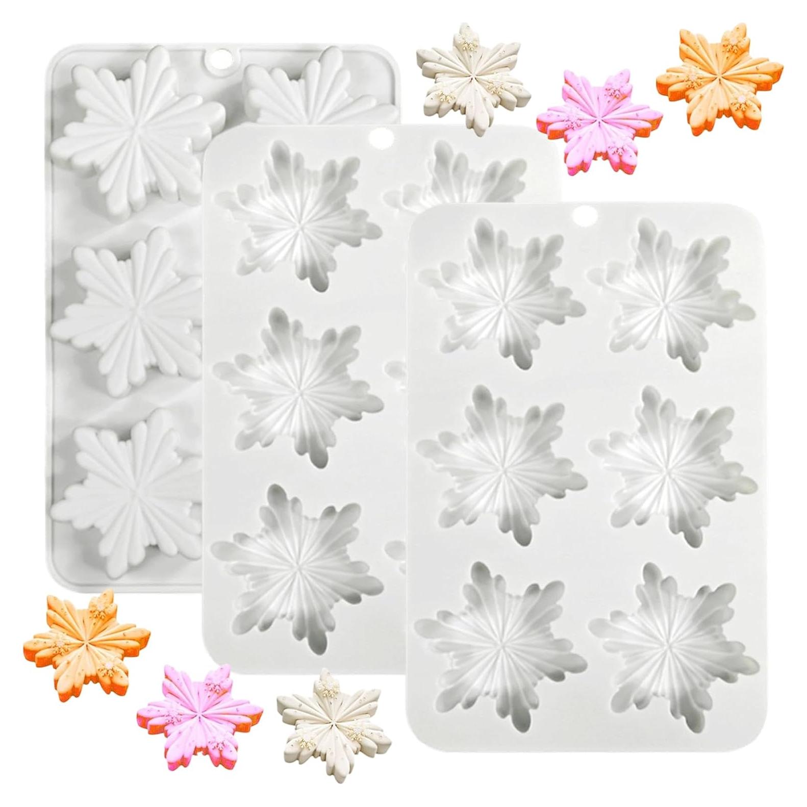 Molde de Silicona Copo de Nieve Navidad 3 Pcs mdgfge
