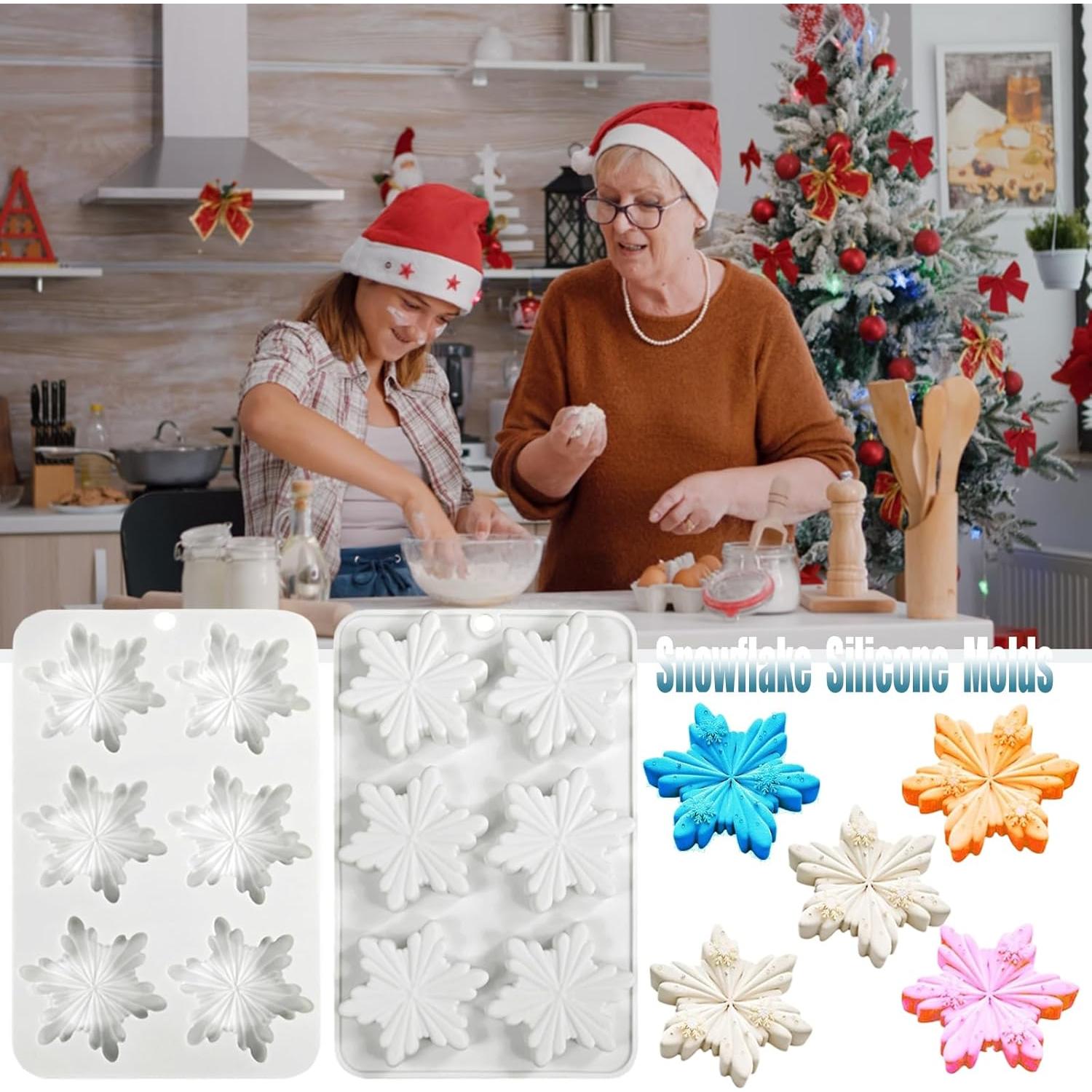 Molde de Silicona Copo de Nieve Navidad 3 Pcs mdgfge
