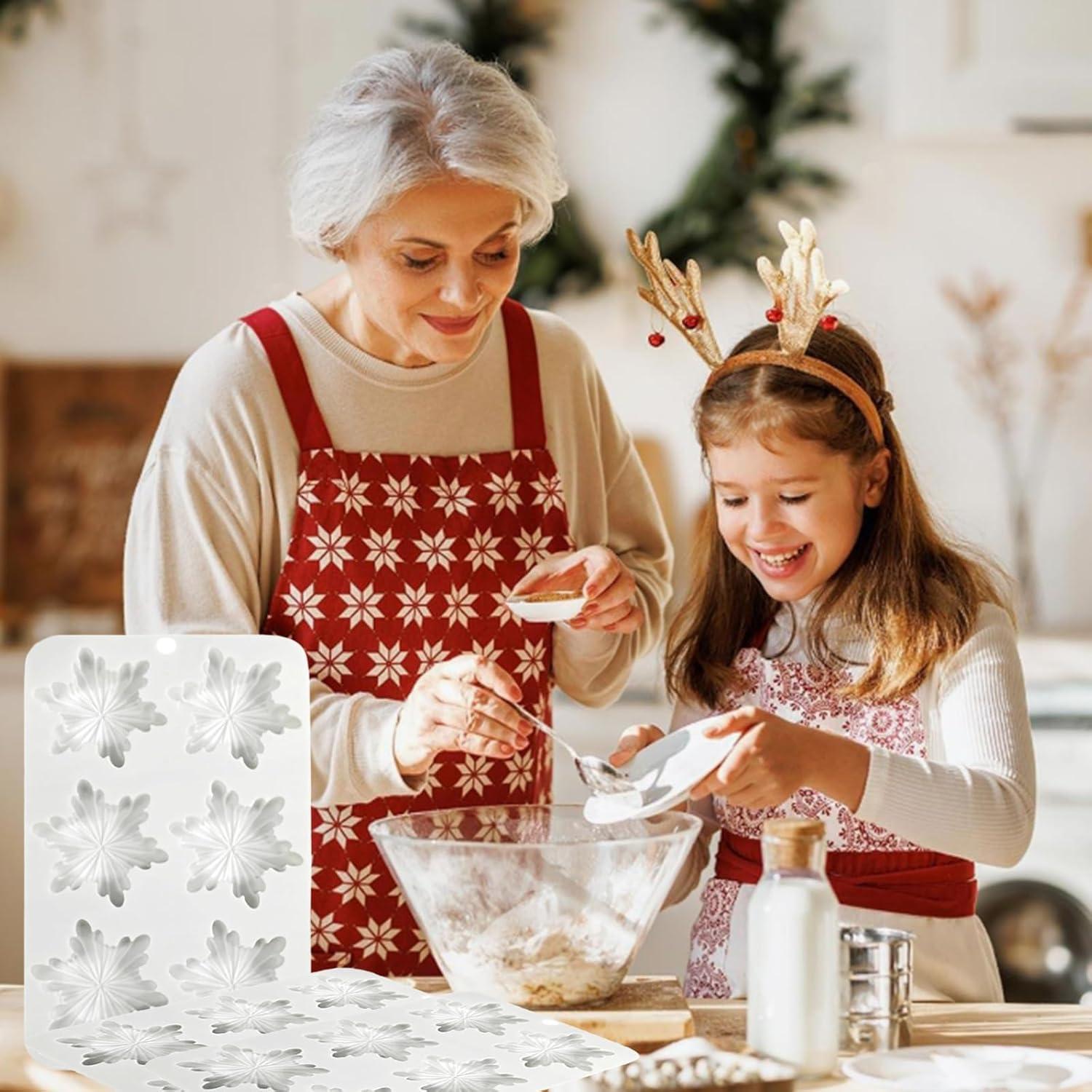 Molde de Silicona Copo de Nieve Navidad 3 Pcs mdgfge