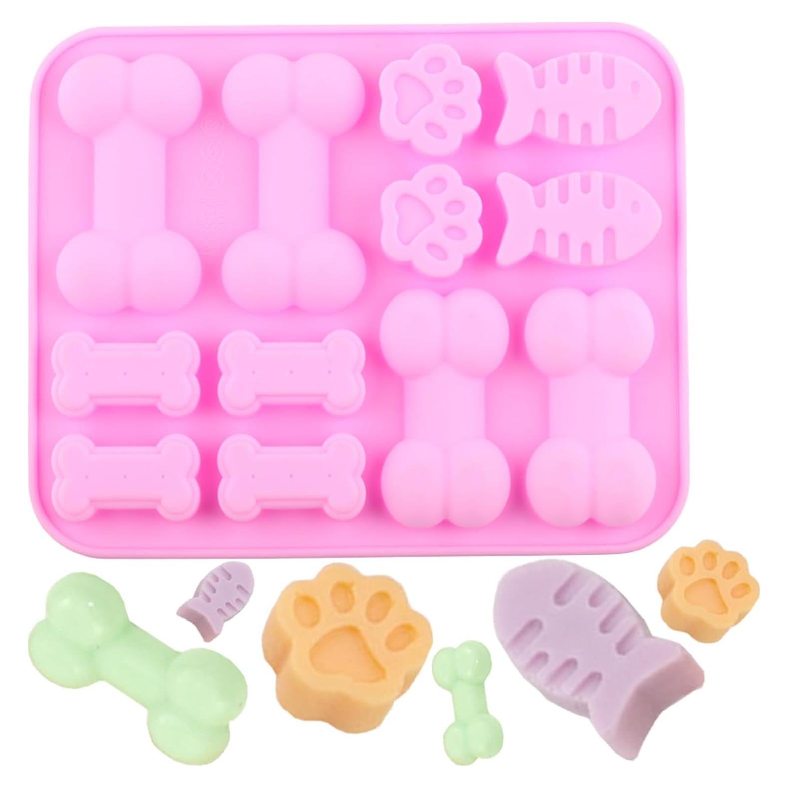 Molde de Silicona AIBOYA Huella de Perro y Gato Rosa 17.7x14.4cm