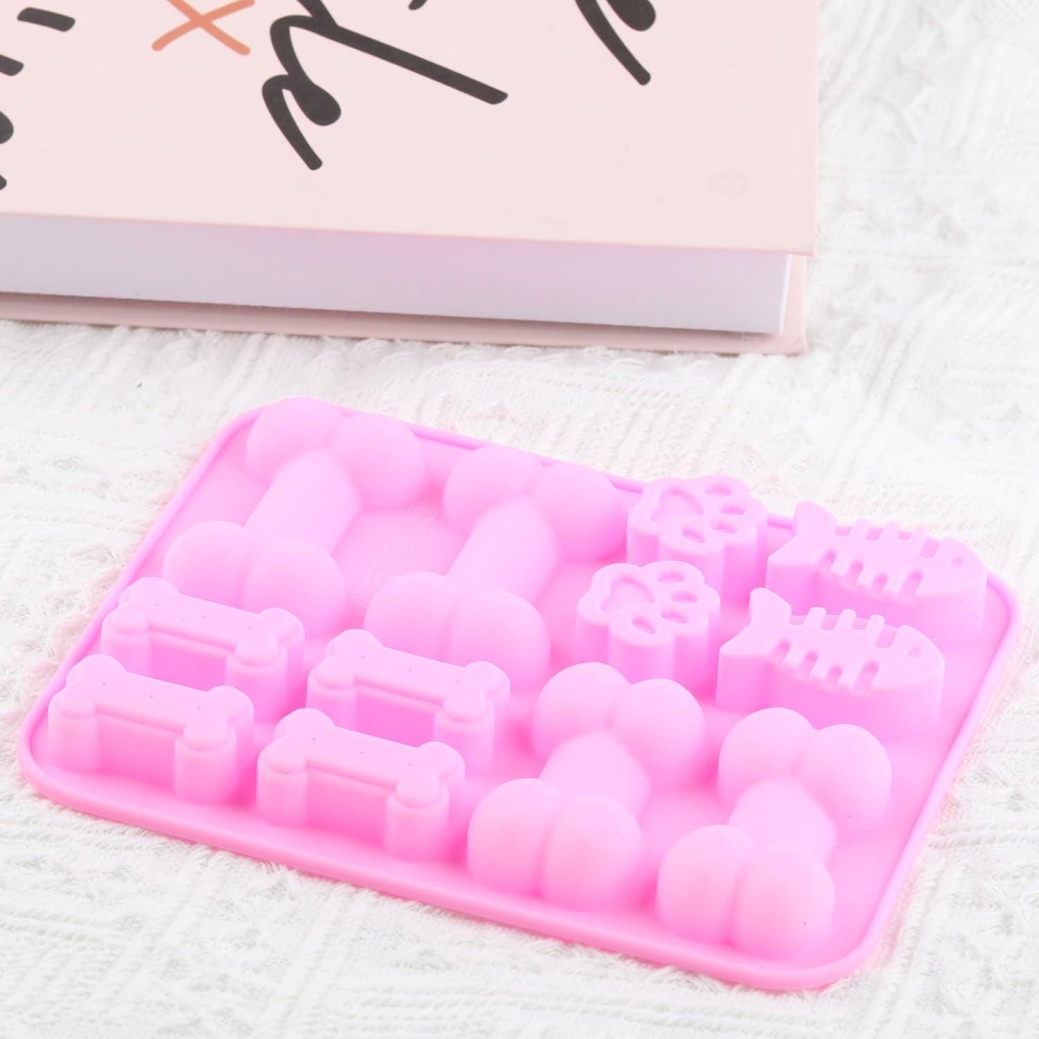 Molde de Silicona AIBOYA Huella de Perro y Gato Rosa 17.7x14.4cm