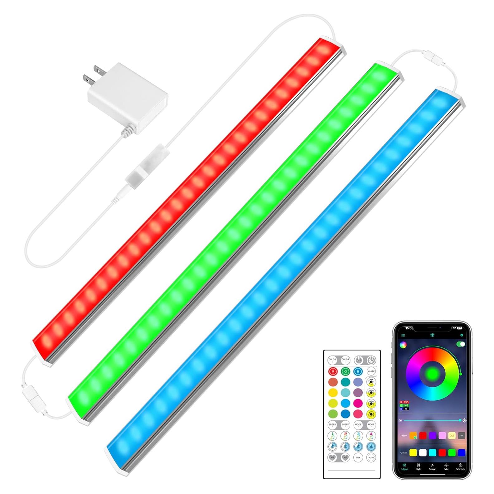 Luces LED RGB Maylit 3 Pcs 30 cm Bajo Gabinete Multicolor