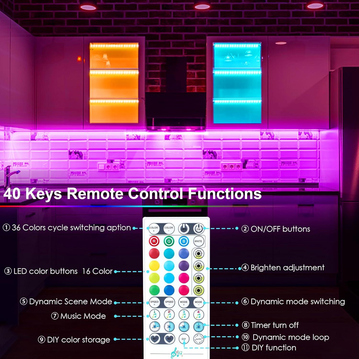 Luces LED RGB Maylit 3 Pcs 30 cm Bajo Gabinete Multicolor