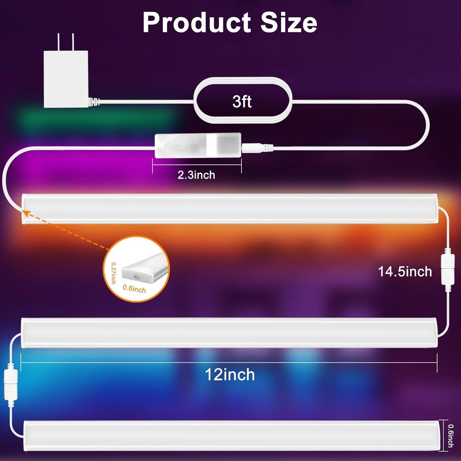 Luces LED RGB Maylit 3 Pcs 30 cm Bajo Gabinete Multicolor