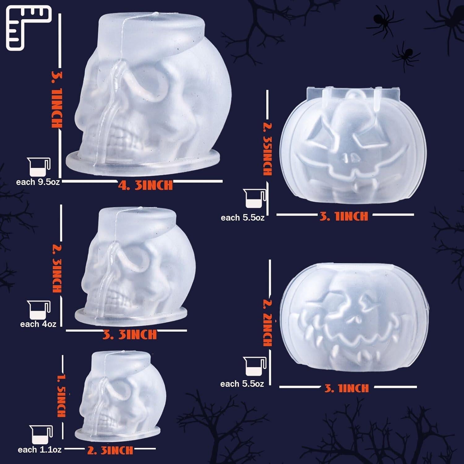 Juego de Moldes de Velas 3D Dacies - 5 Piezas Calavera y Calabaza