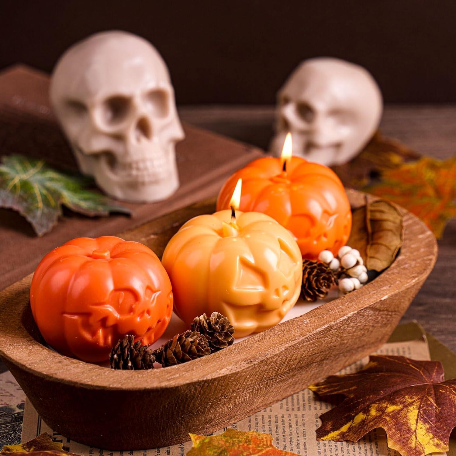 Juego de Moldes de Velas 3D Dacies - 5 Piezas Calavera y Calabaza