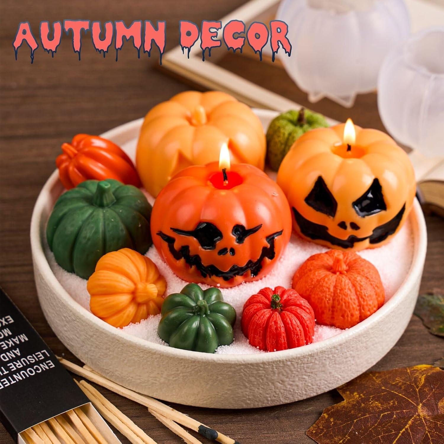 Juego de Moldes de Velas 3D Dacies - 5 Piezas Calavera y Calabaza