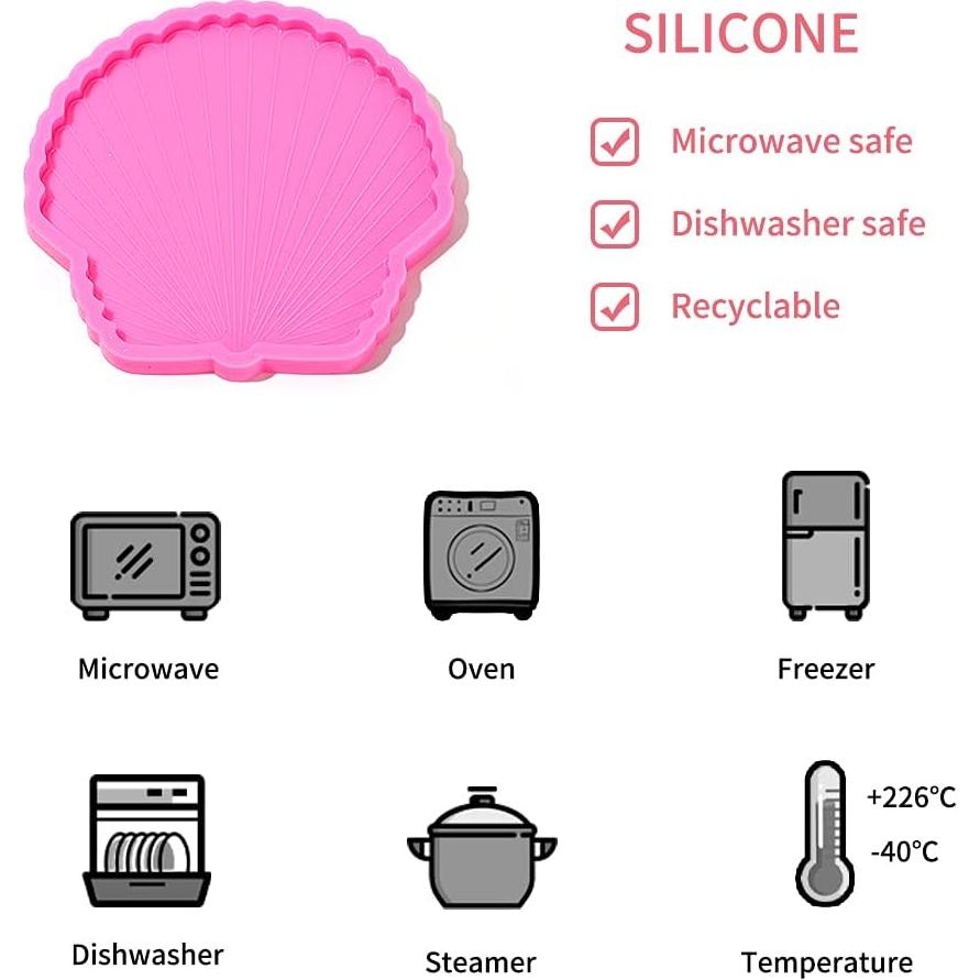 Molde de Posavasos de Silicona Reina Brillante - Forma de Concha