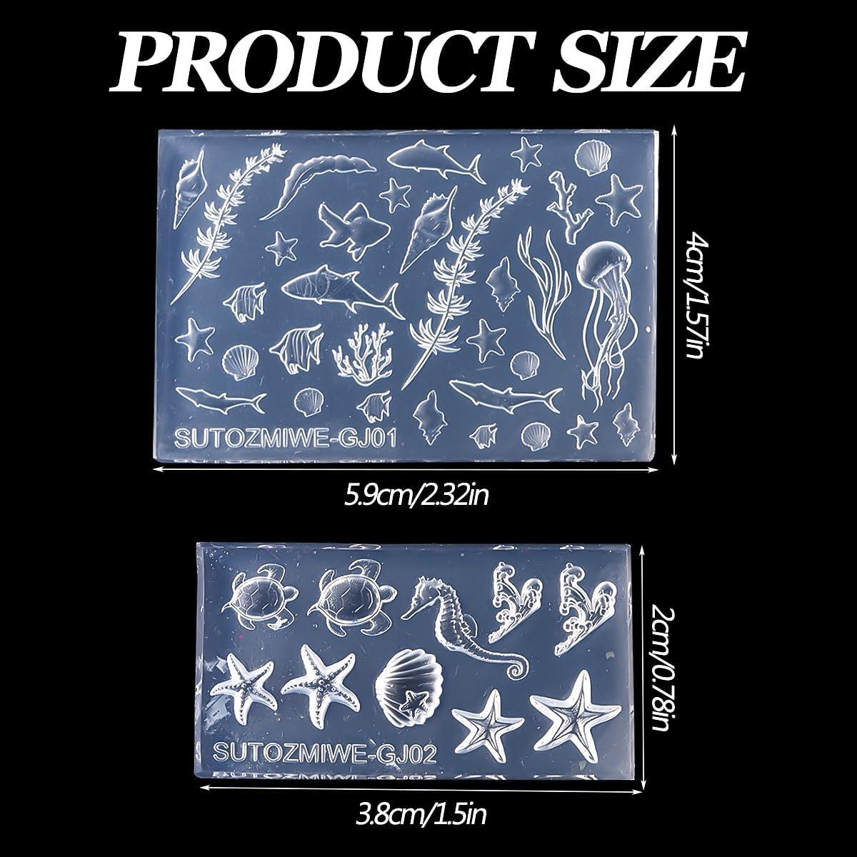 Moldes de Uñas de Silicona SUTOZMIWE Oceánico 2Pcs 3D