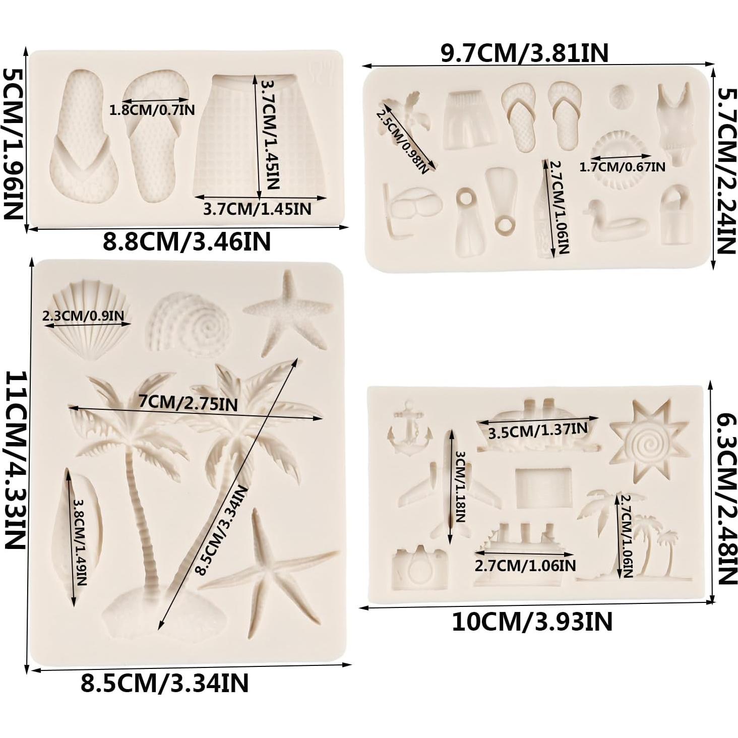 Moldes de Fondant de Silicona FCKEMLDS - Playa Hawaiana 4 Pcs