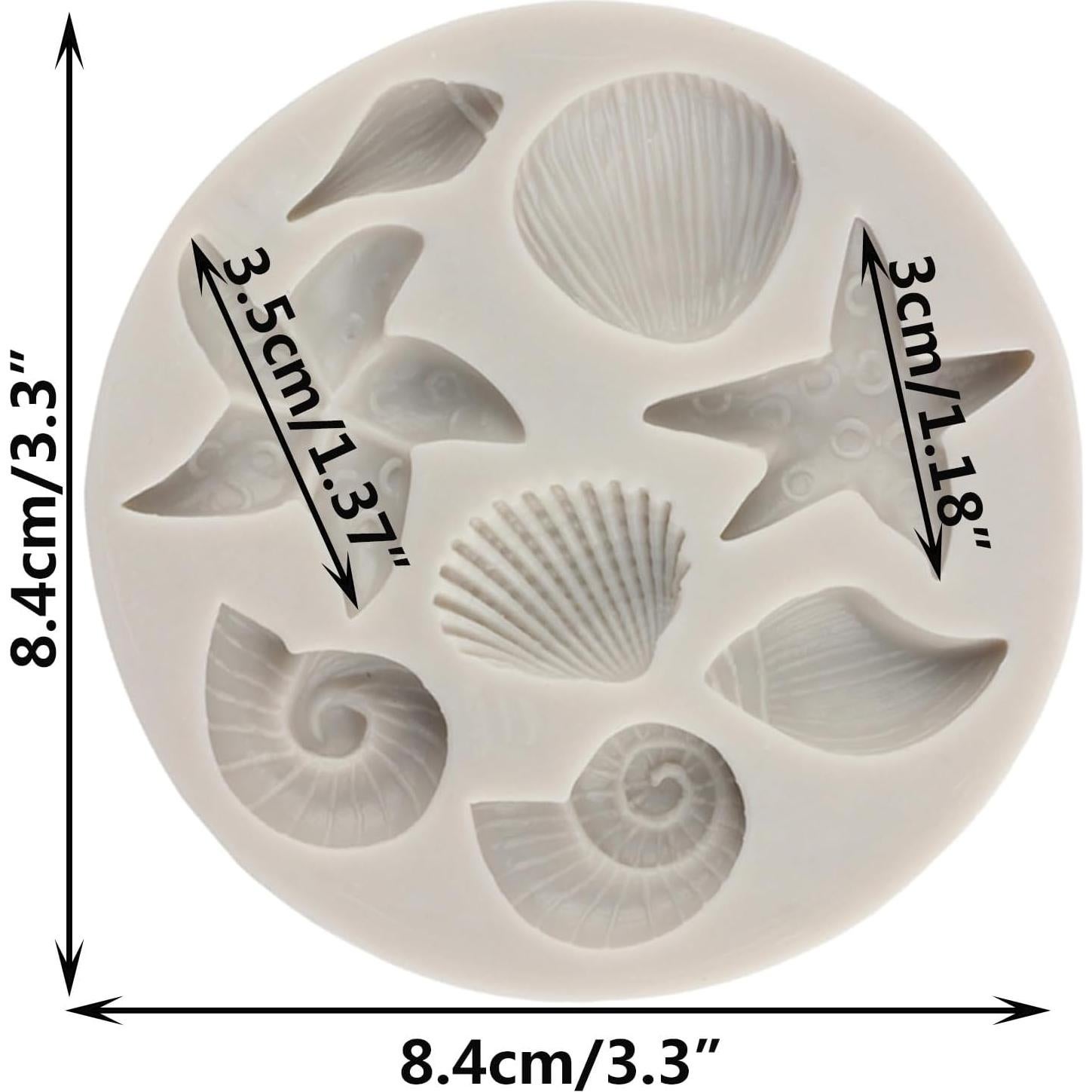 Marine Theme Cake Fondant Mold Seashell Conch Starfish Silicone Molds For Cake Decorating Cupcake Topper Candy Chocolate Gum Paste Polymer Clay