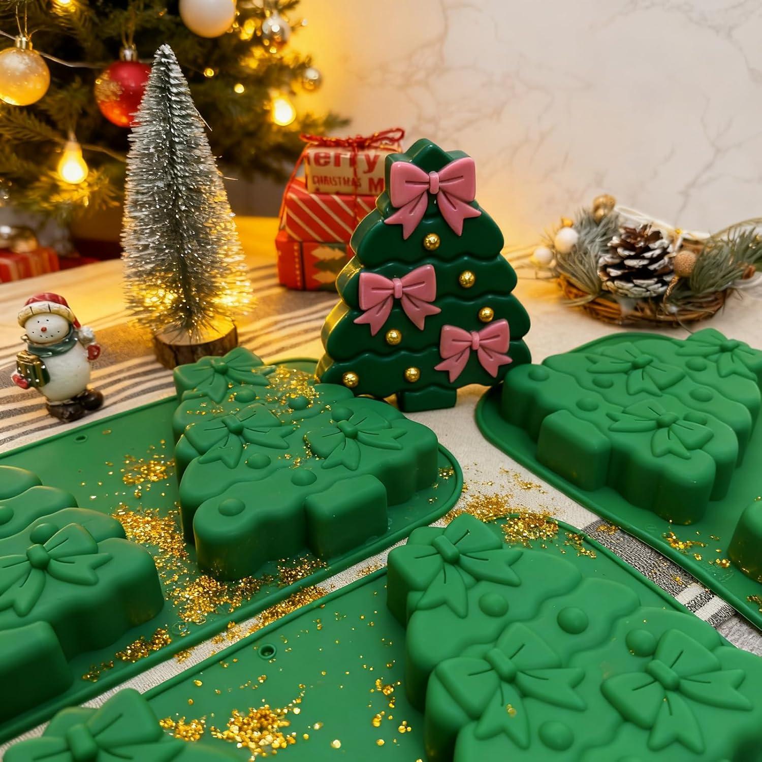 Paquete de 3 Moldes de Silicona para Hornear Árbol de Navidad
