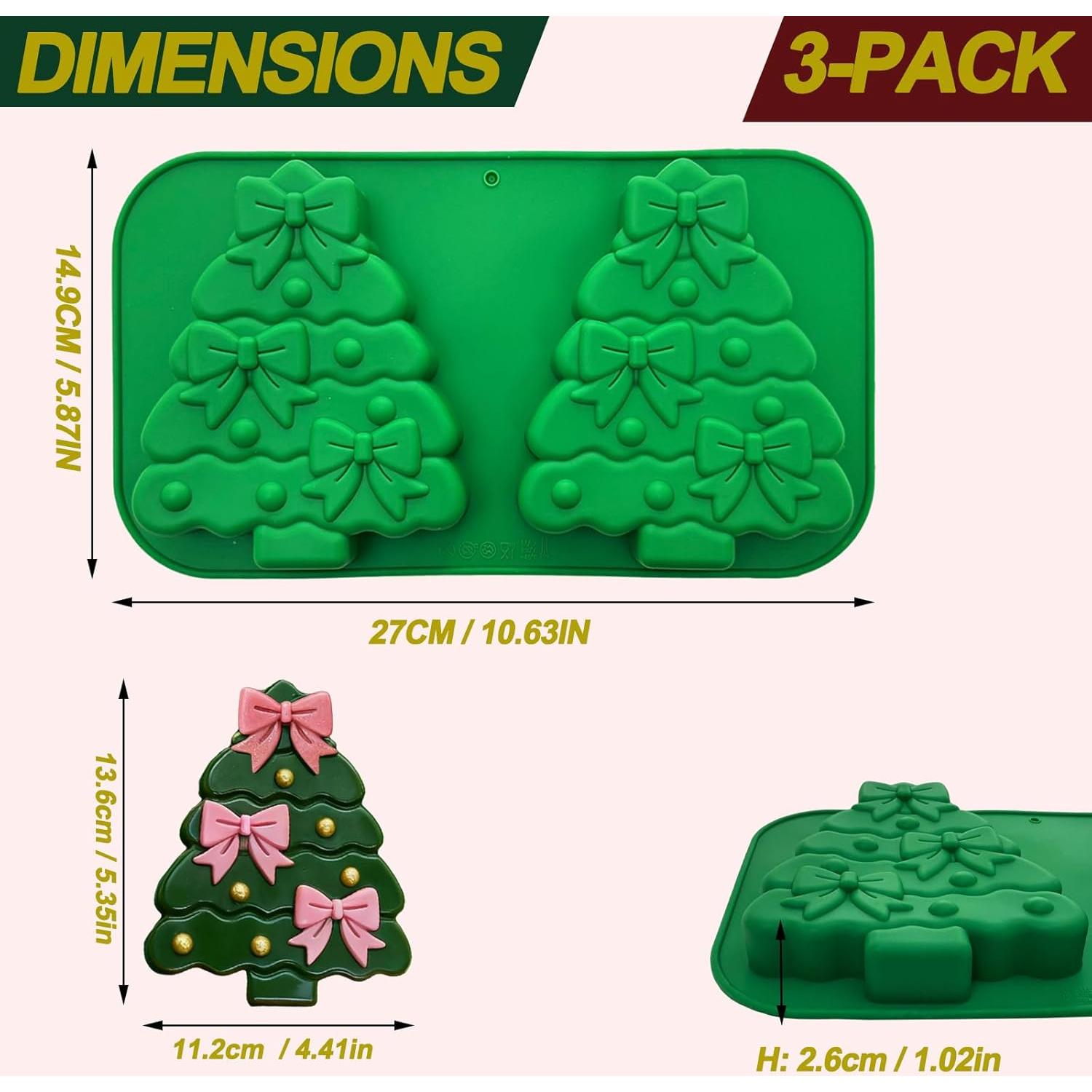 Paquete de 3 Moldes de Silicona para Hornear Árbol de Navidad